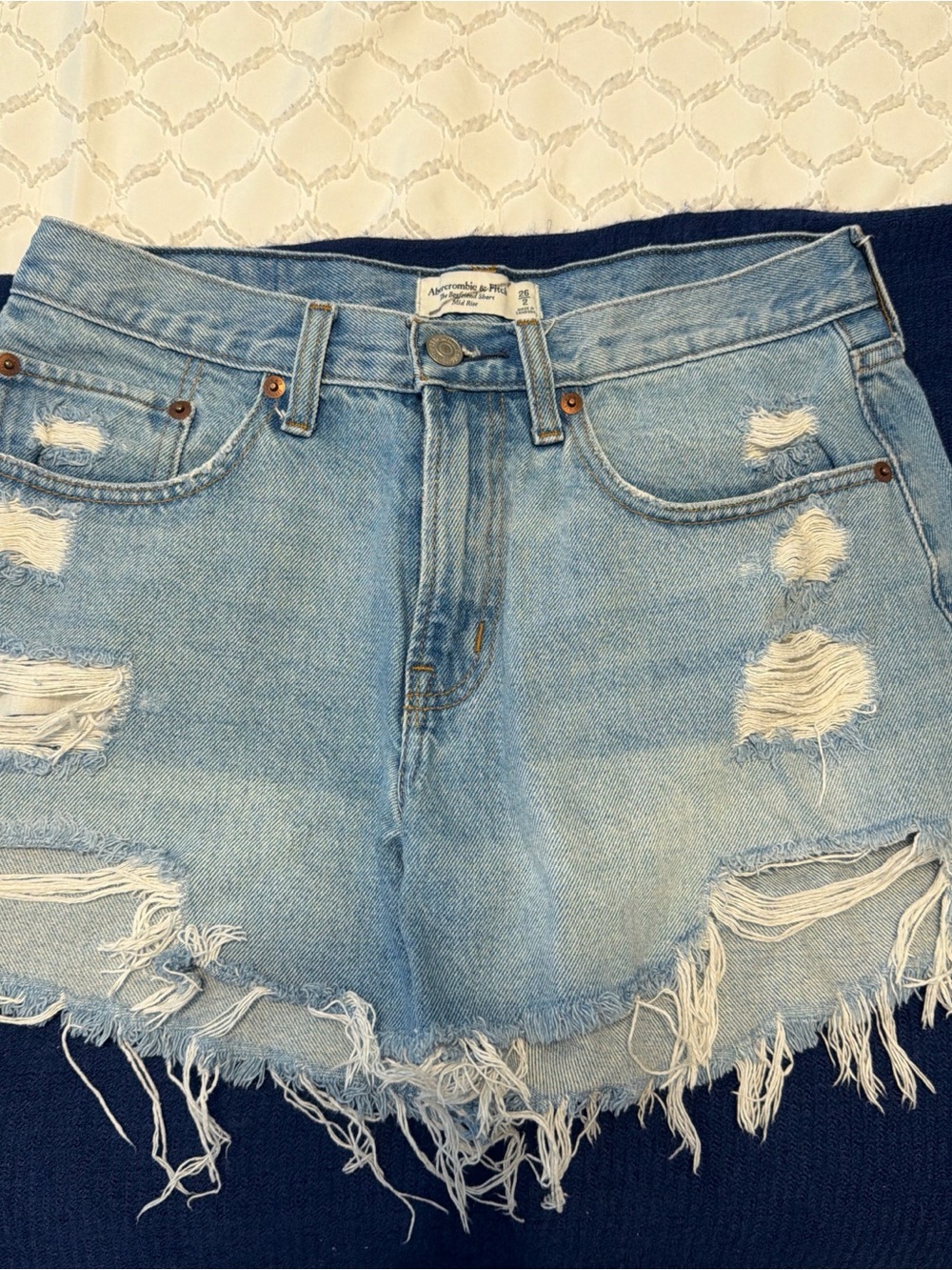 Abercrombie & Fitch Light Blue Distressed Denim Cutoff Shorts